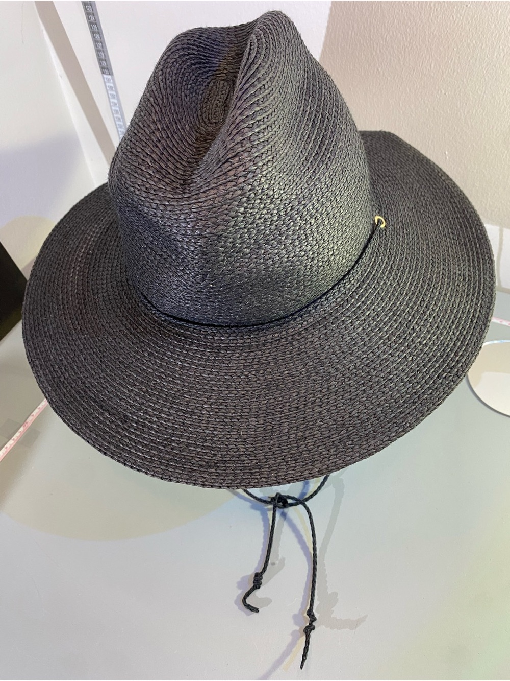 San Diego Hat Company Women Black Woven Straw Sun Hat with Chin Tie